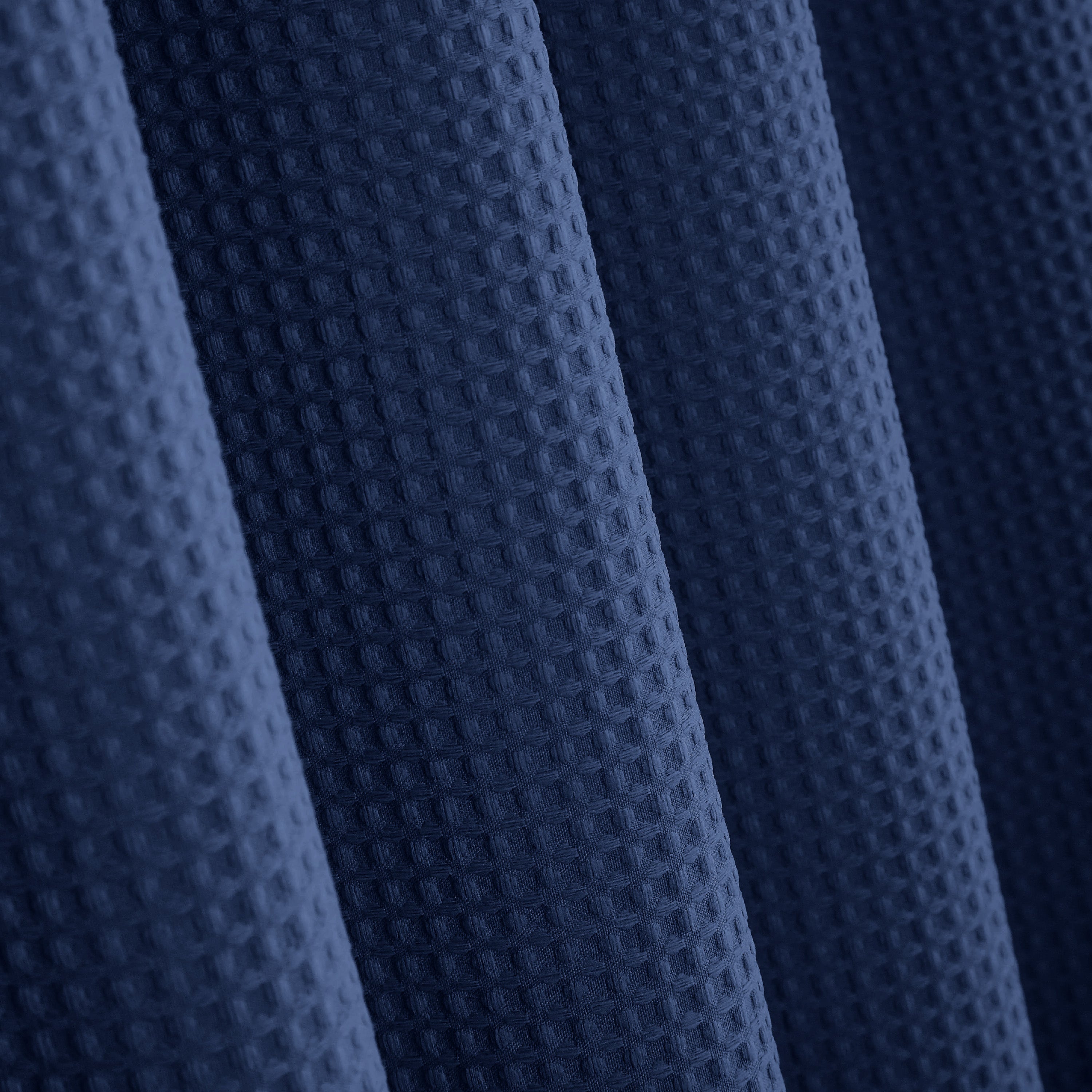 Navy Blue Organic Cotton Waffle Shower Curtain | Mold Resistant | Quick Dry-1