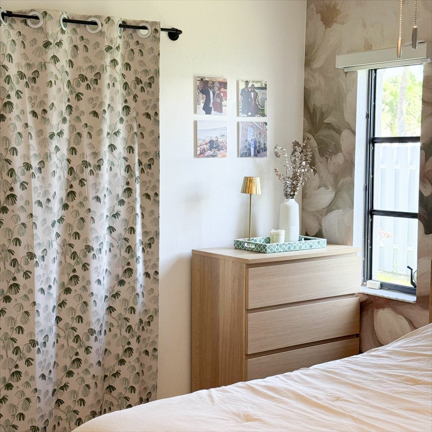 Nayla Green Unconventional Pine Print Curtains