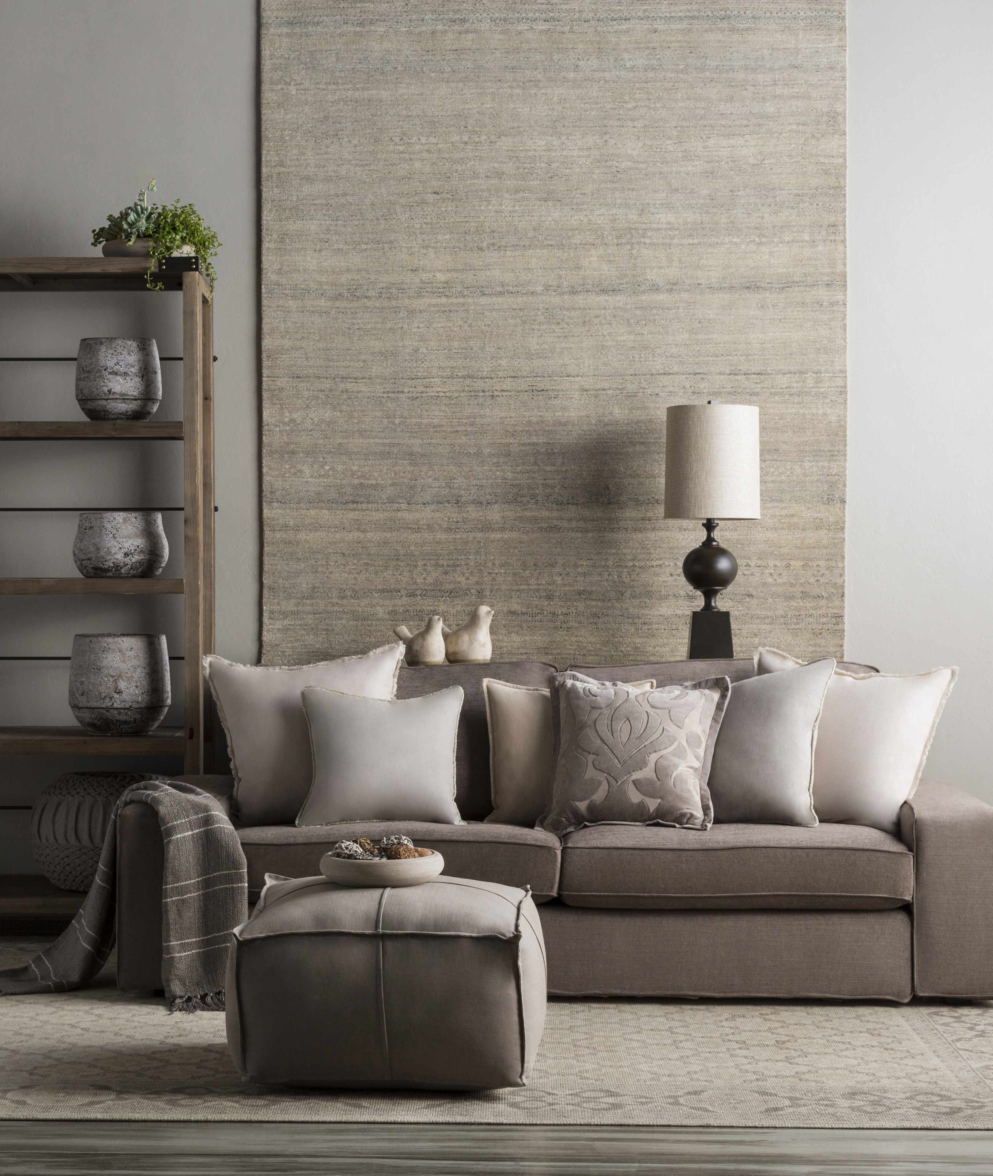 Balfron Gray Embroidered Square Throw Pillow - Clearance-1