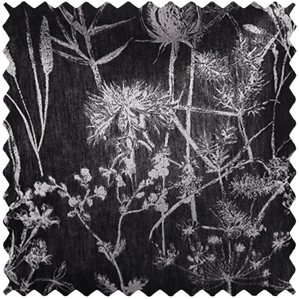 Noir Silky Botanical Jacquard Pillow Cover