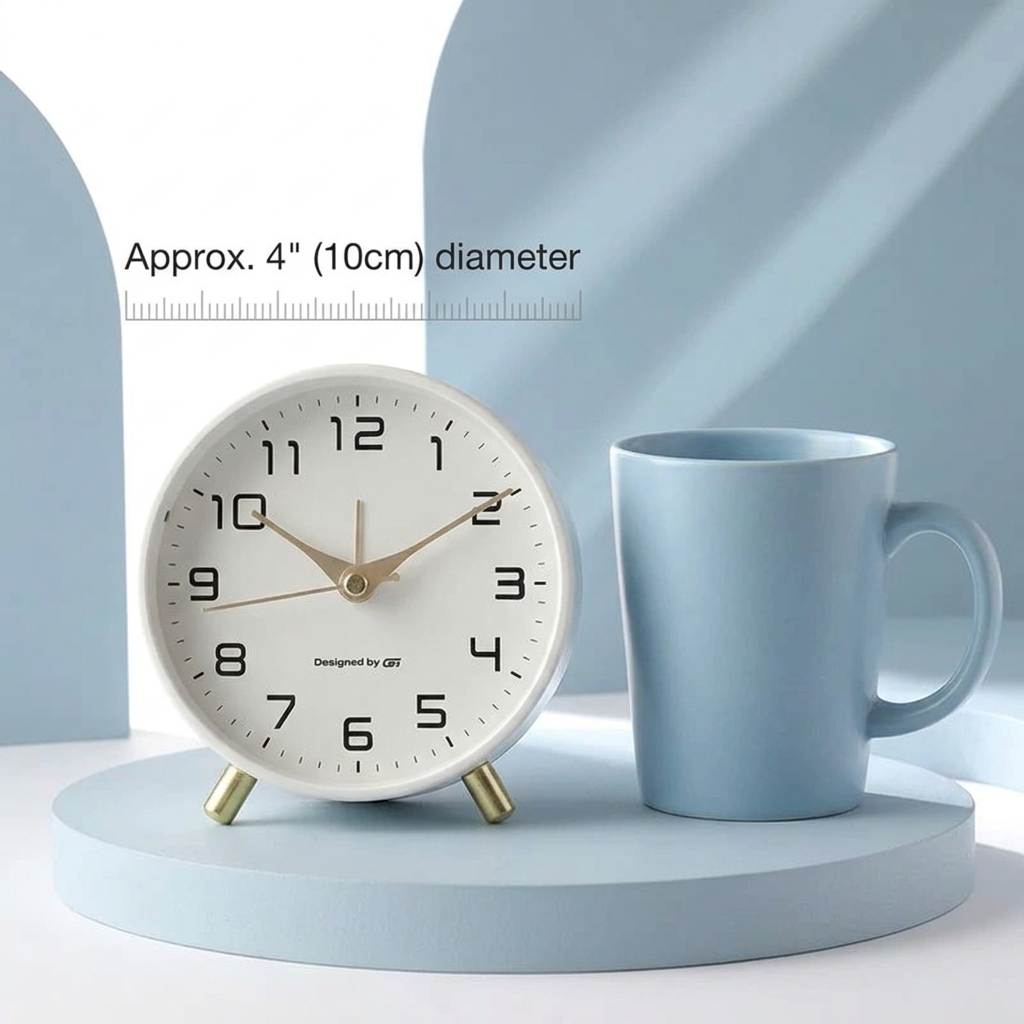 Scandinavian Silent Table Clock Battery Operated Minimalist Desk Clock
