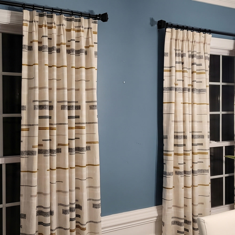 Nova Aesthetic Linen Cotton Striped Curtains