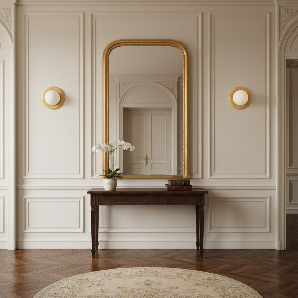Onyx Halo Series | Natural Onyx Wall Sconce with White Glass Diffuser for Bedside