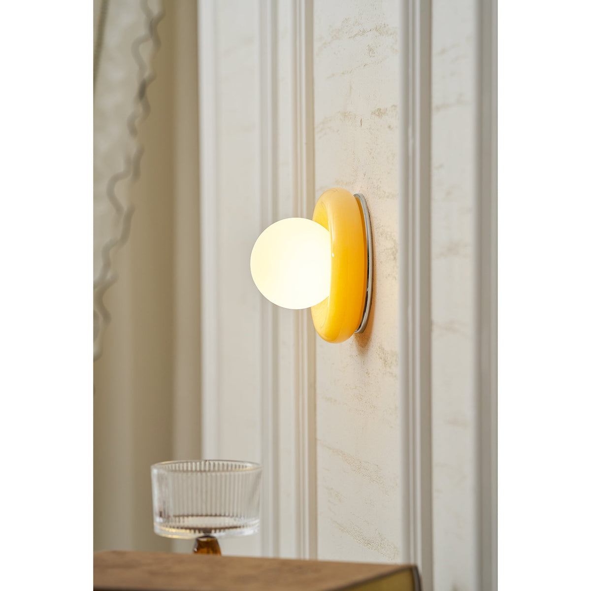 Onyx Halo Series | Natural Onyx Wall Sconce with White Glass Diffuser for Bedside