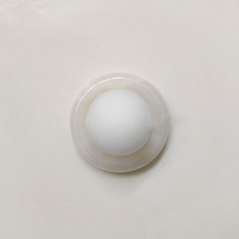 Onyx Halo Series | Natural Onyx Wall Sconce with White Glass Diffuser for Bedside