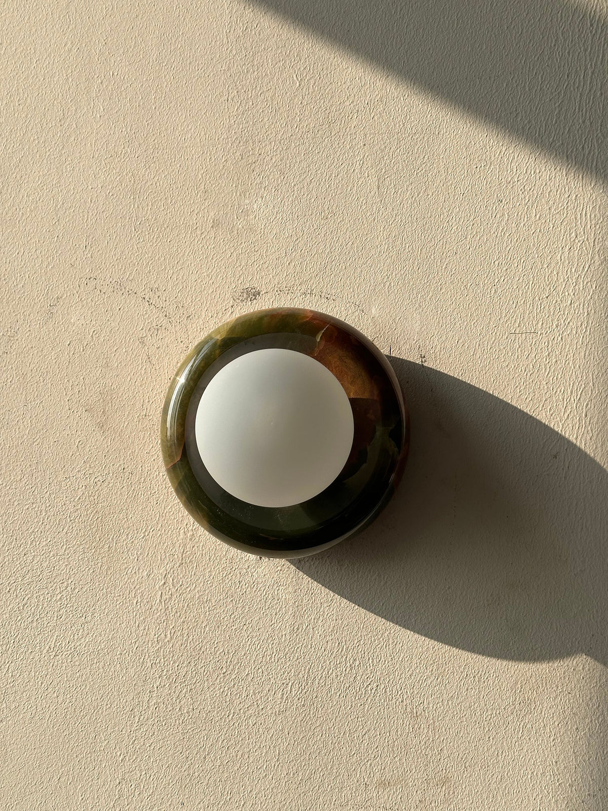 Onyx Halo Series | Natural Onyx Wall Sconce with White Glass Diffuser for Bedside