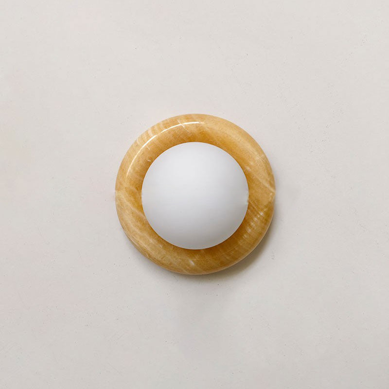 Onyx Halo Series | Natural Onyx Wall Sconce with White Glass Diffuser for Bedside