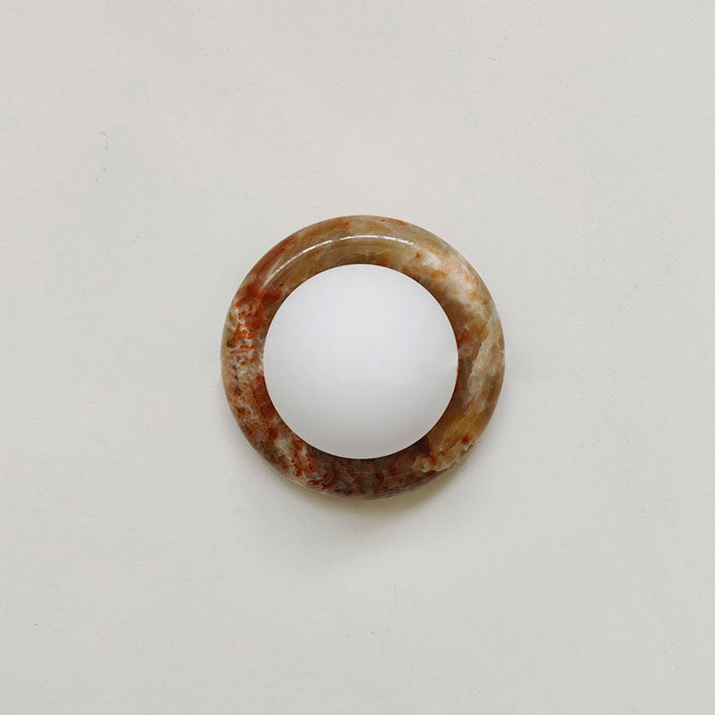 Onyx Halo Series | Natural Onyx Wall Sconce with White Glass Diffuser for Bedside