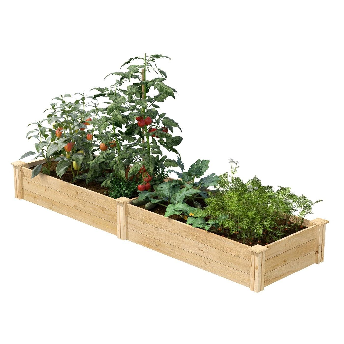 Pine Wood 2-Ft x 8-Ft Outdoor Raised Garden Bed Planter Frame - Made in USA - PRHOMZ