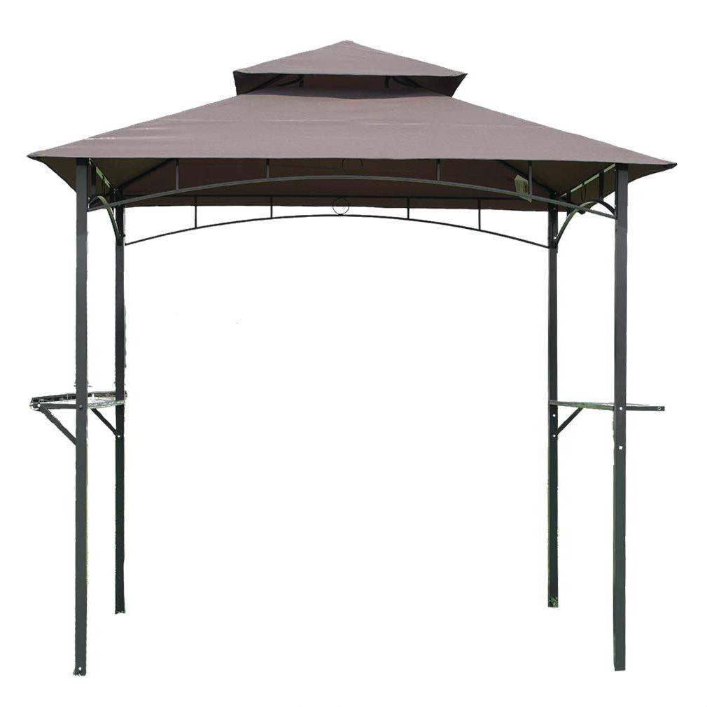 8-Ft x 5-Ft Steel Frame Outdoor Grill Gazebo with Vent Top Canopy - PRHOMZ