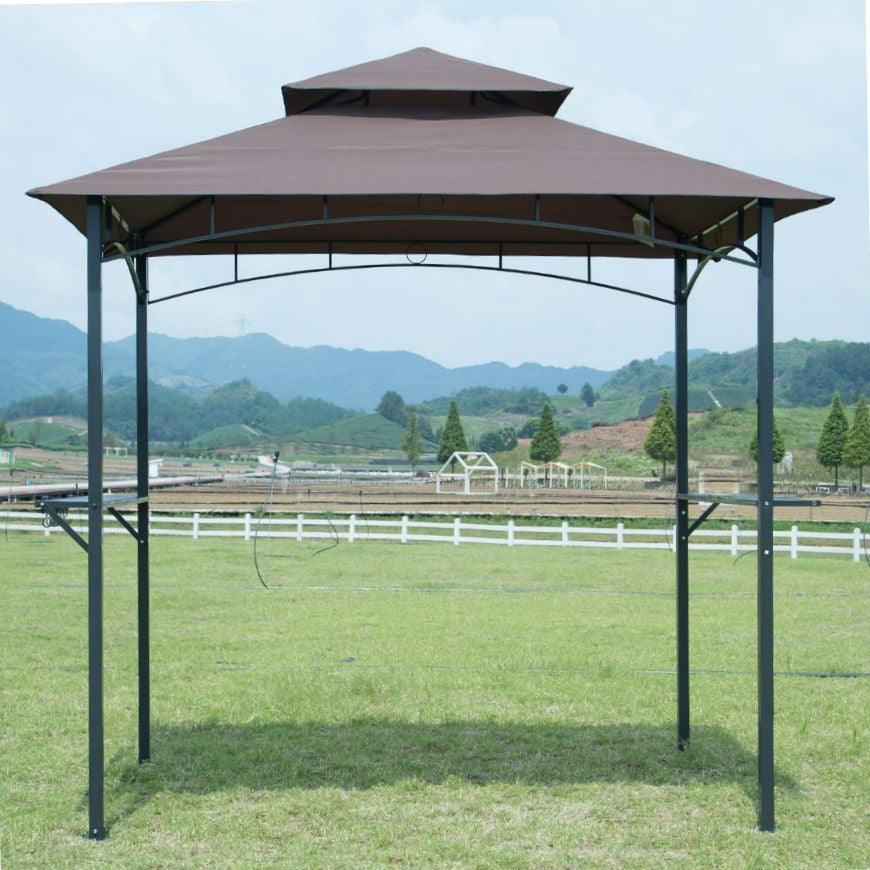 8-Ft x 5-Ft Steel Frame Outdoor Grill Gazebo with Vent Top Canopy - PRHOMZ