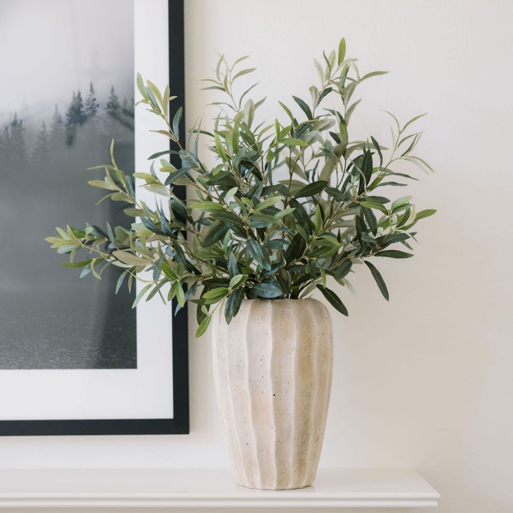 30" Faux Olive Arrangement in Artisan Vase-4
