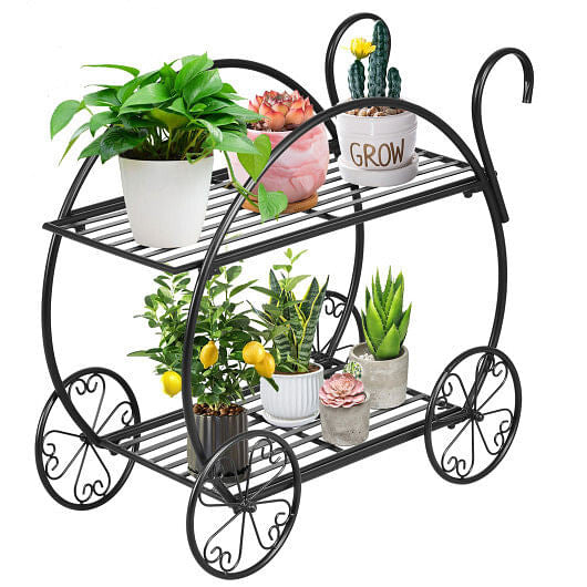 Heavy Duty Metal Flower Cart Plant Stand-0