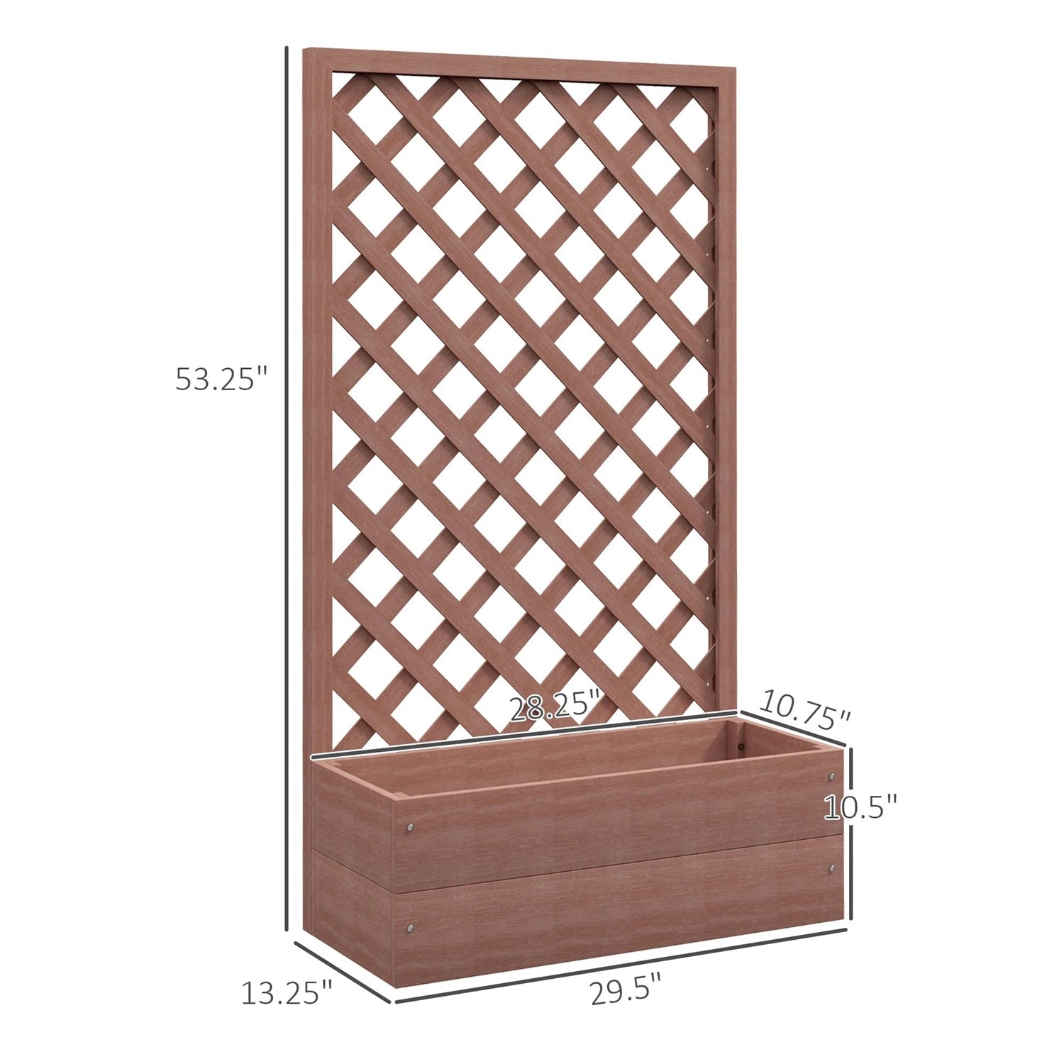 Outdoor Brown Wooden Raised Garden Bed Planter Box with Lattice Trellis-4