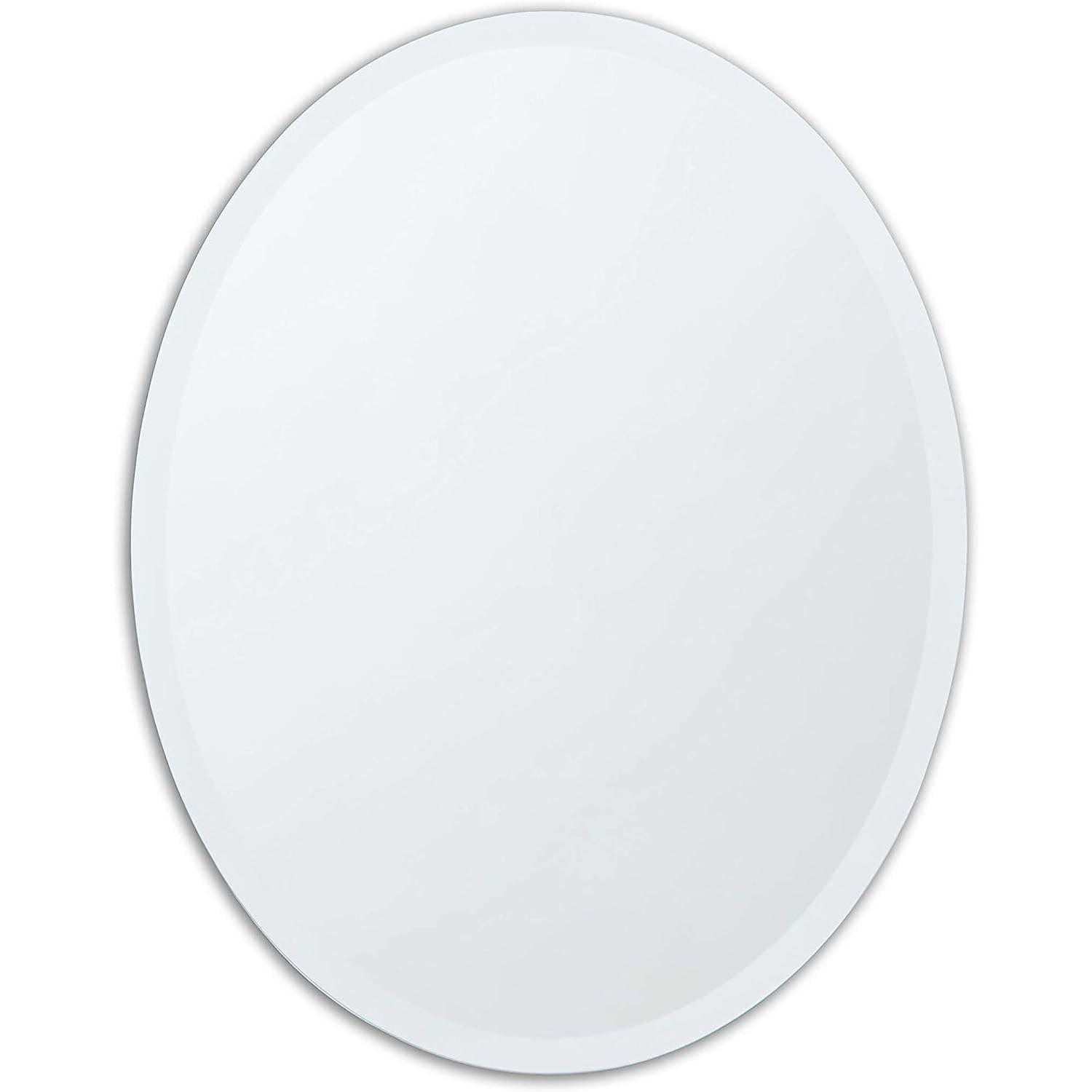 Oval Frameless 36-inch Beveled Bathroom Bedroom Living Room Vanity Wall Mirror - PRHOMZ
