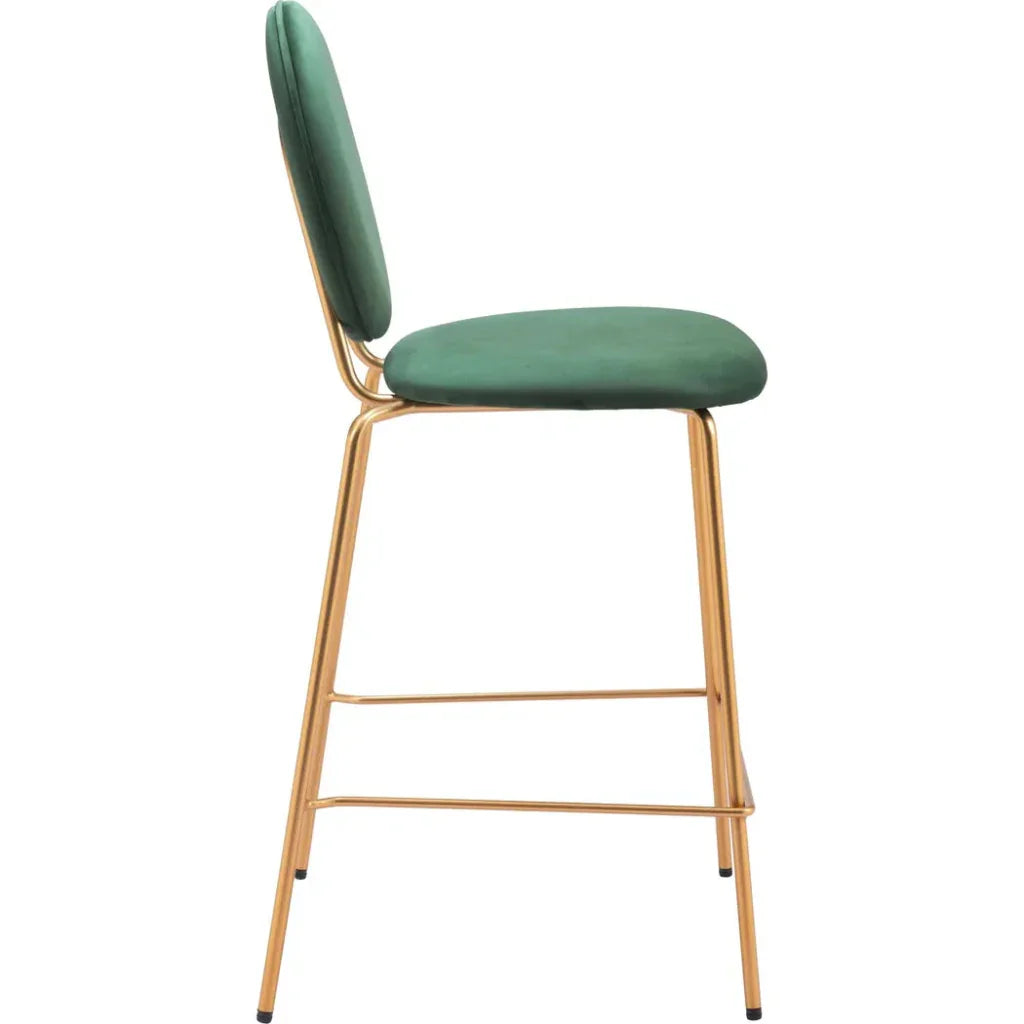 Odessa Steel Green & Gold Counter Stool 2PC