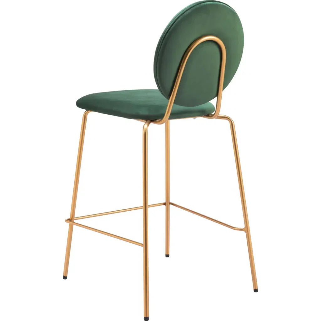 Odessa Steel Green & Gold Counter Stool 2PC