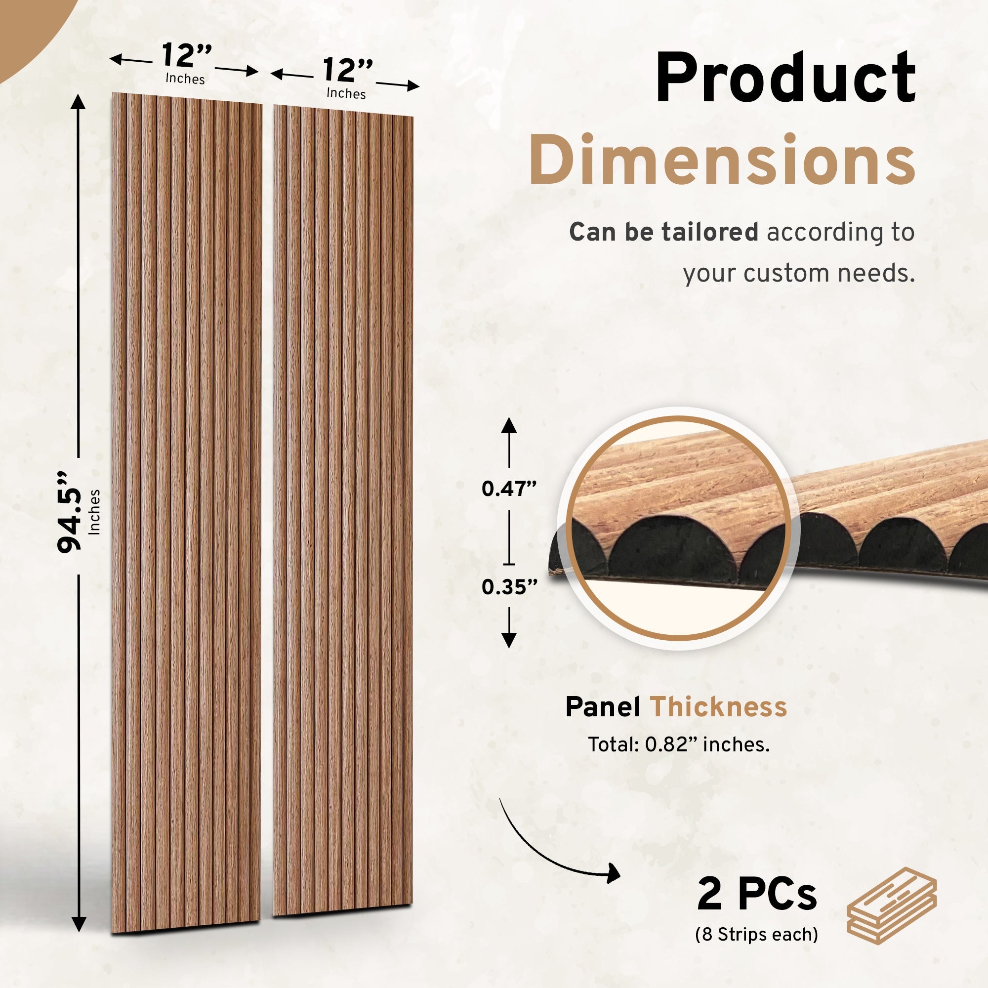 2-Pack Flexible Fluted Wall Panels – Oak