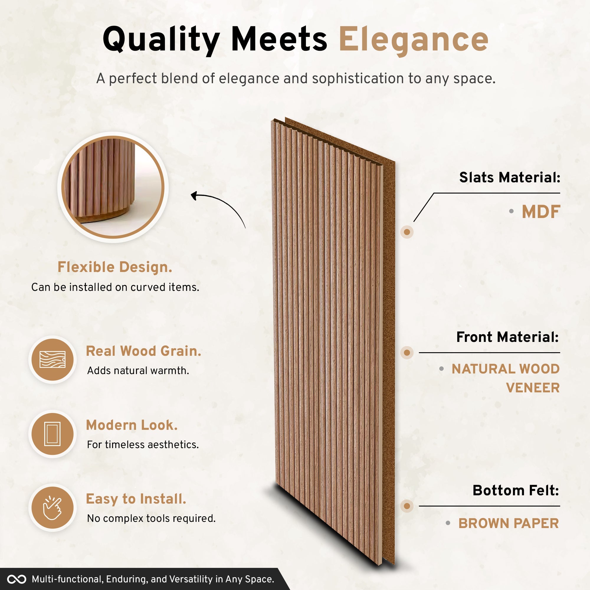 2-Pack Flexible Fluted Wall Panels – Oak