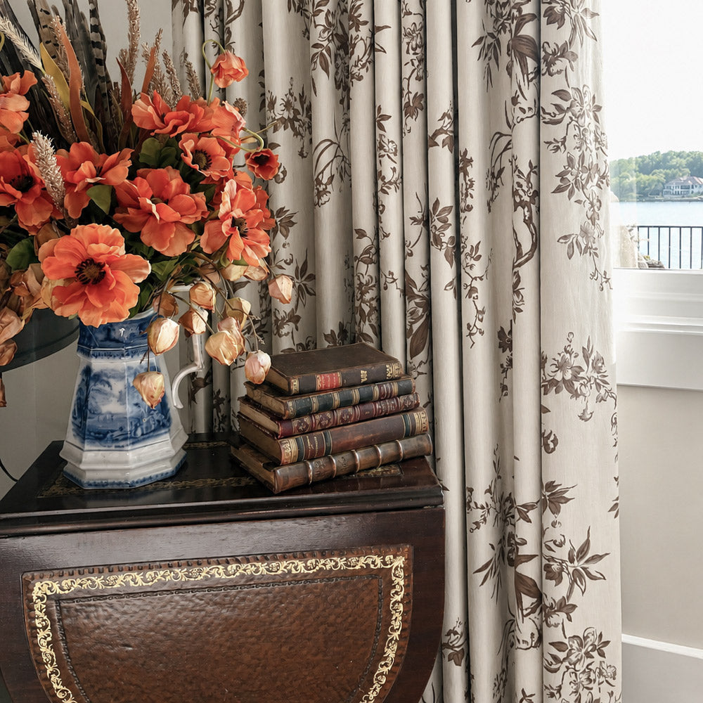 Ophelia Green Subtle Floral Leaf Curtains