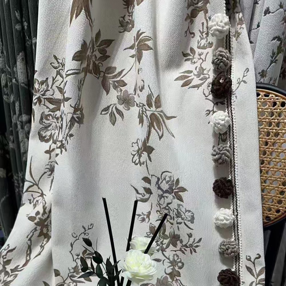 Ophelia Green Subtle Floral Leaf Curtains