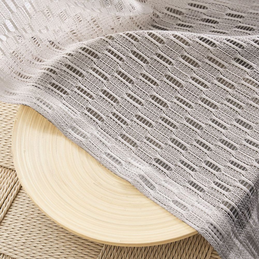 Orla Crochet Spindle Stripe Lace Sheer Curtains