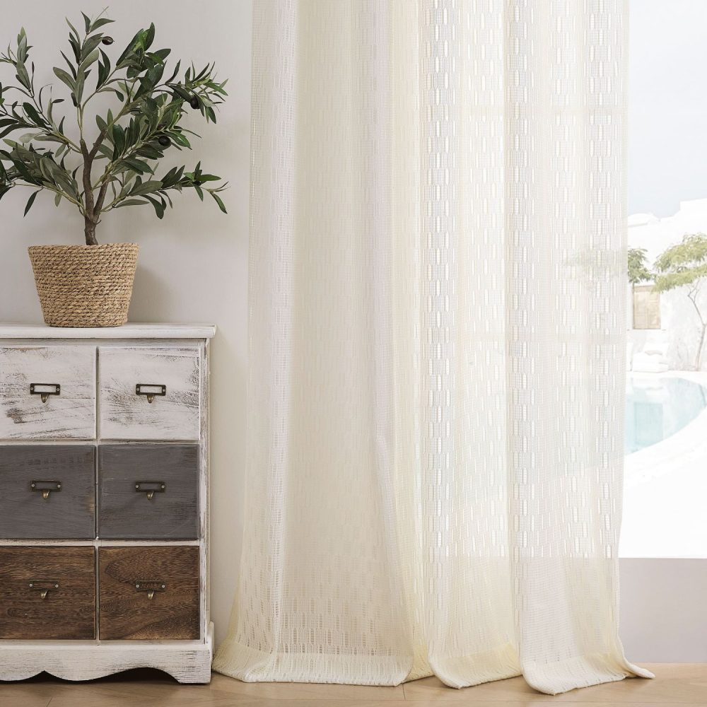 Orla Crochet Spindle Stripe Lace Sheer Curtains