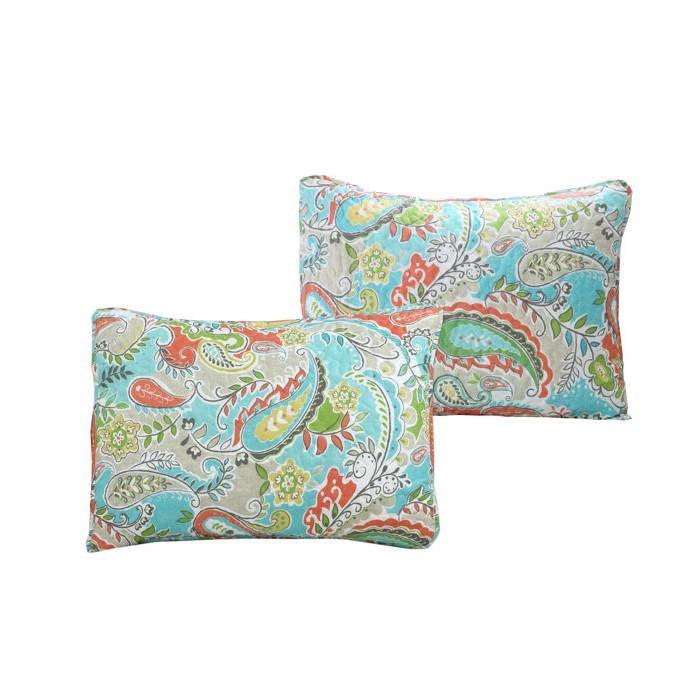Aqua Paisley Floral 4 Piece Daybed Cover Set - PRHOMZ
