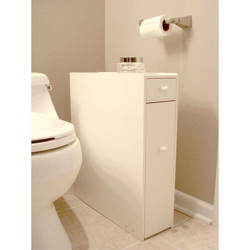 Space Saving Bathroom Floor Cabinet in White Wood Finish - PRHOMZ