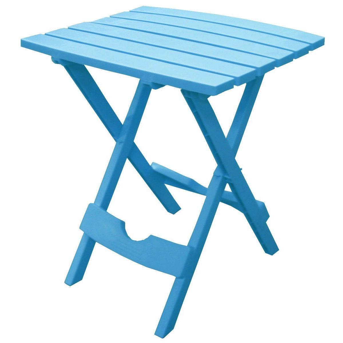 Pool Blue Folding Side Table in Durable Patio Furniture Plastic Resin - PRHOMZ