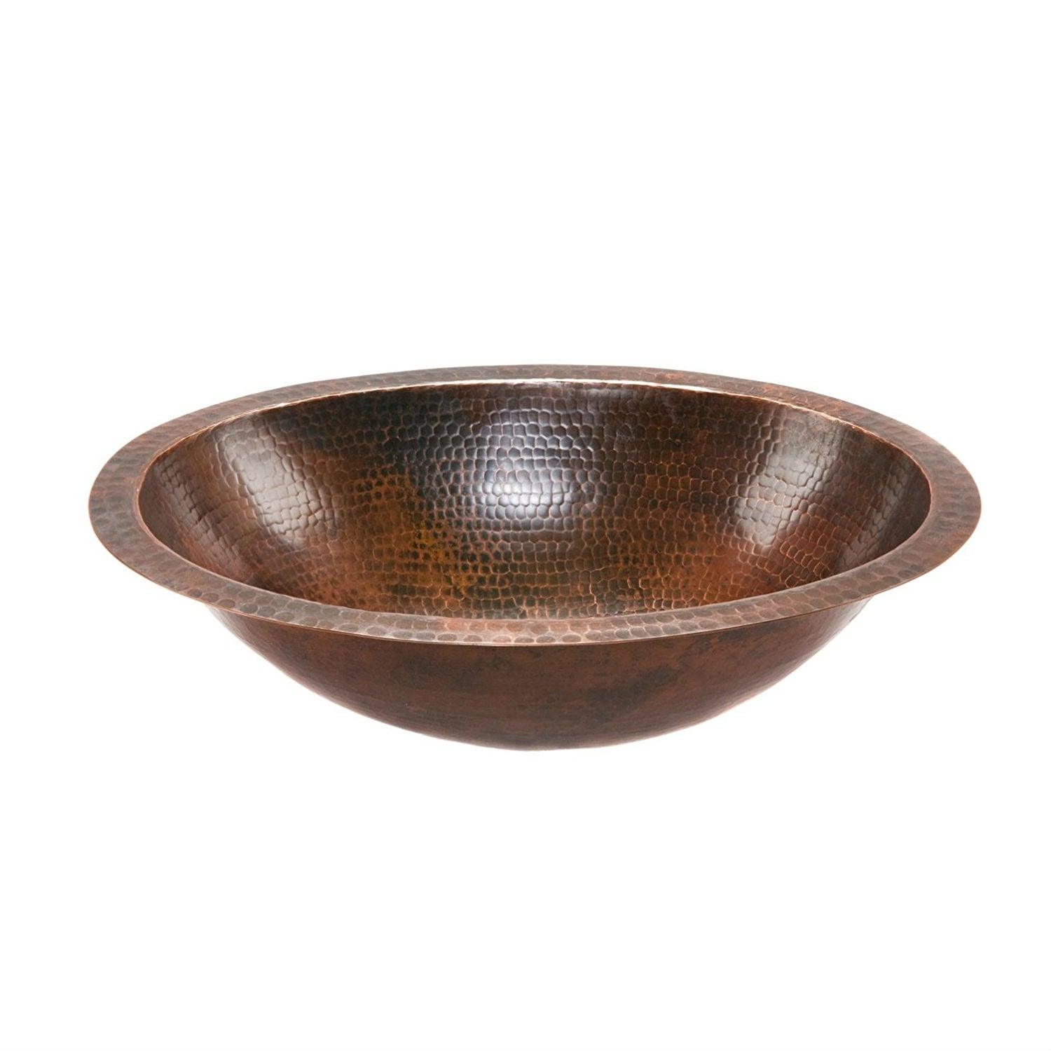 Oval Hammered Copper Bathroom Vessel Sink 17 x 12 inch - PRHOMZ
