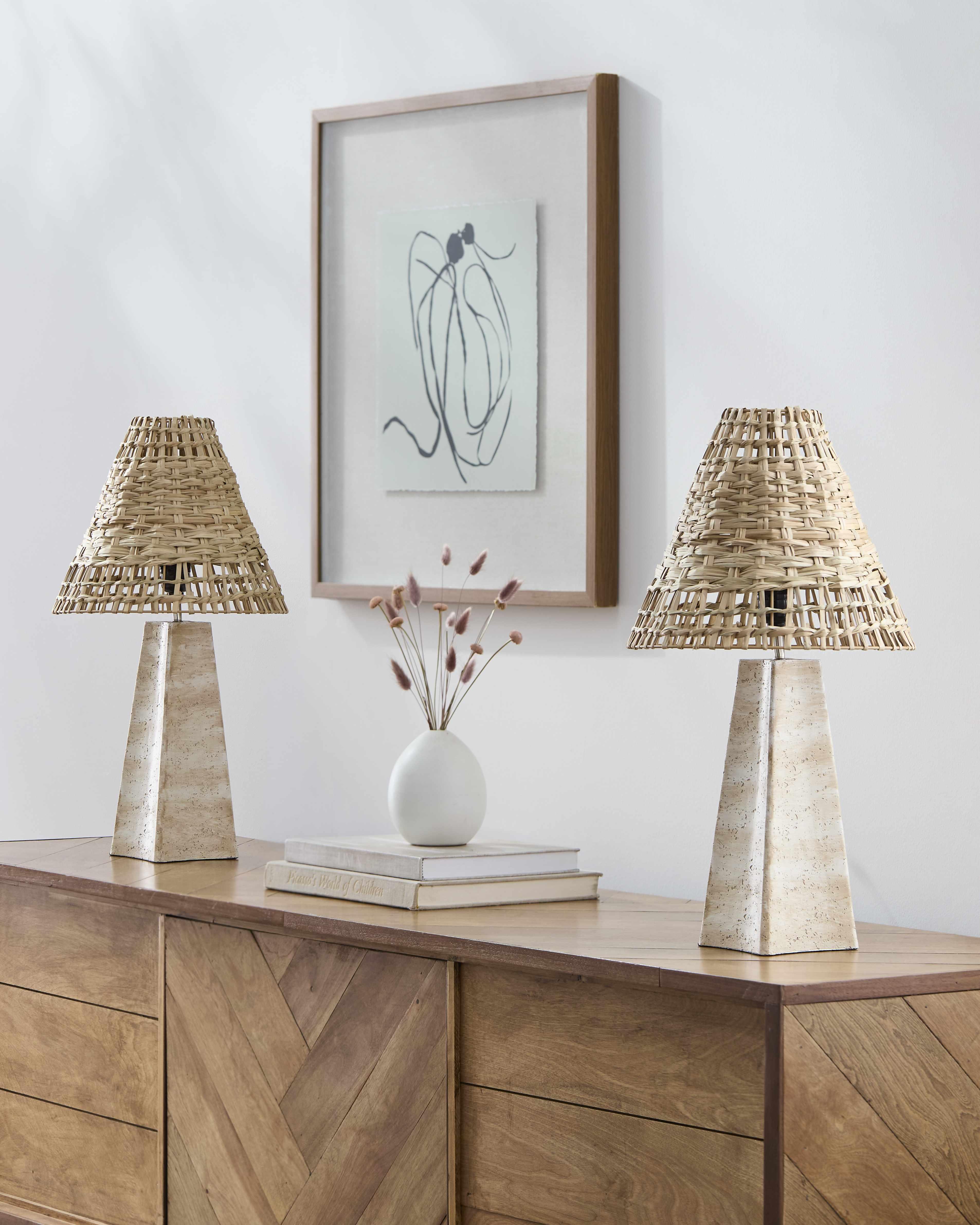 Palwancha Rattan Travertine Table Lamp - PRHOMZ