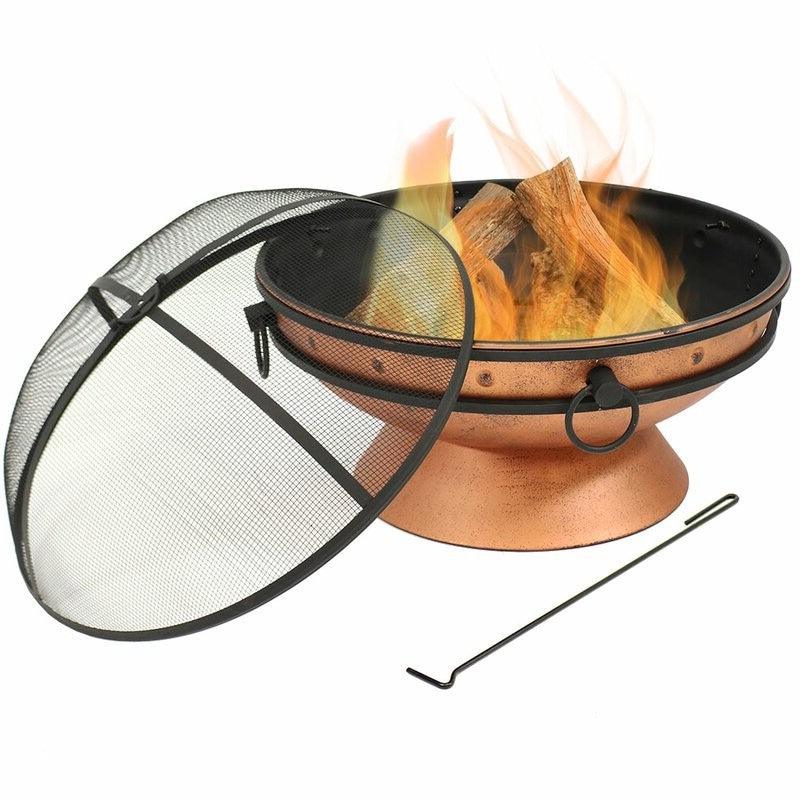 Cauldron Steel Wood Burning Fire Pit with Spark Screen - PRHOMZ