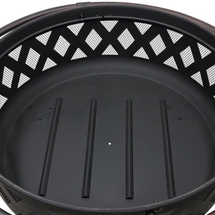 Weather Resistant Steel Wood Burning Fire Pit with Spark Screen - PRHOMZ