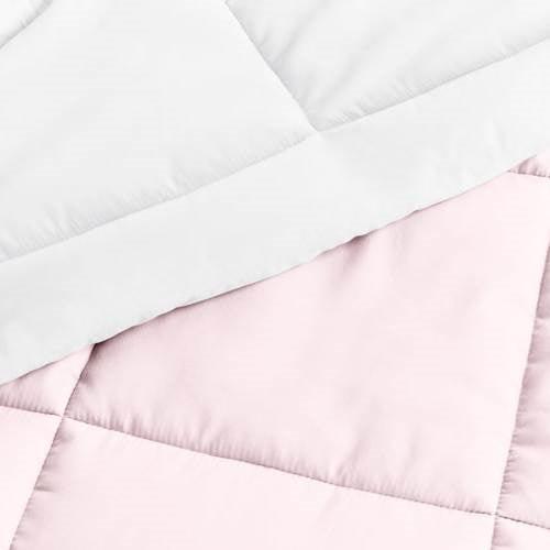 Twin/Twin XL 2-Piece Microfiber Reversible Comforter Set Blush Pink and White - PRHOMZ