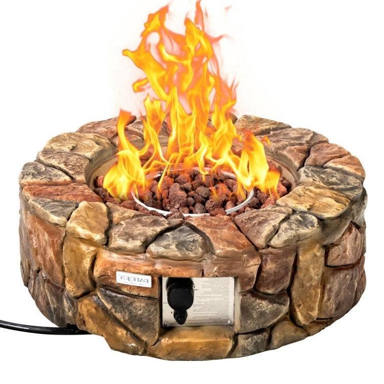 40,000 BTU Outdoor Circle Stone Gas Propane Fire Pit - PRHOMZ