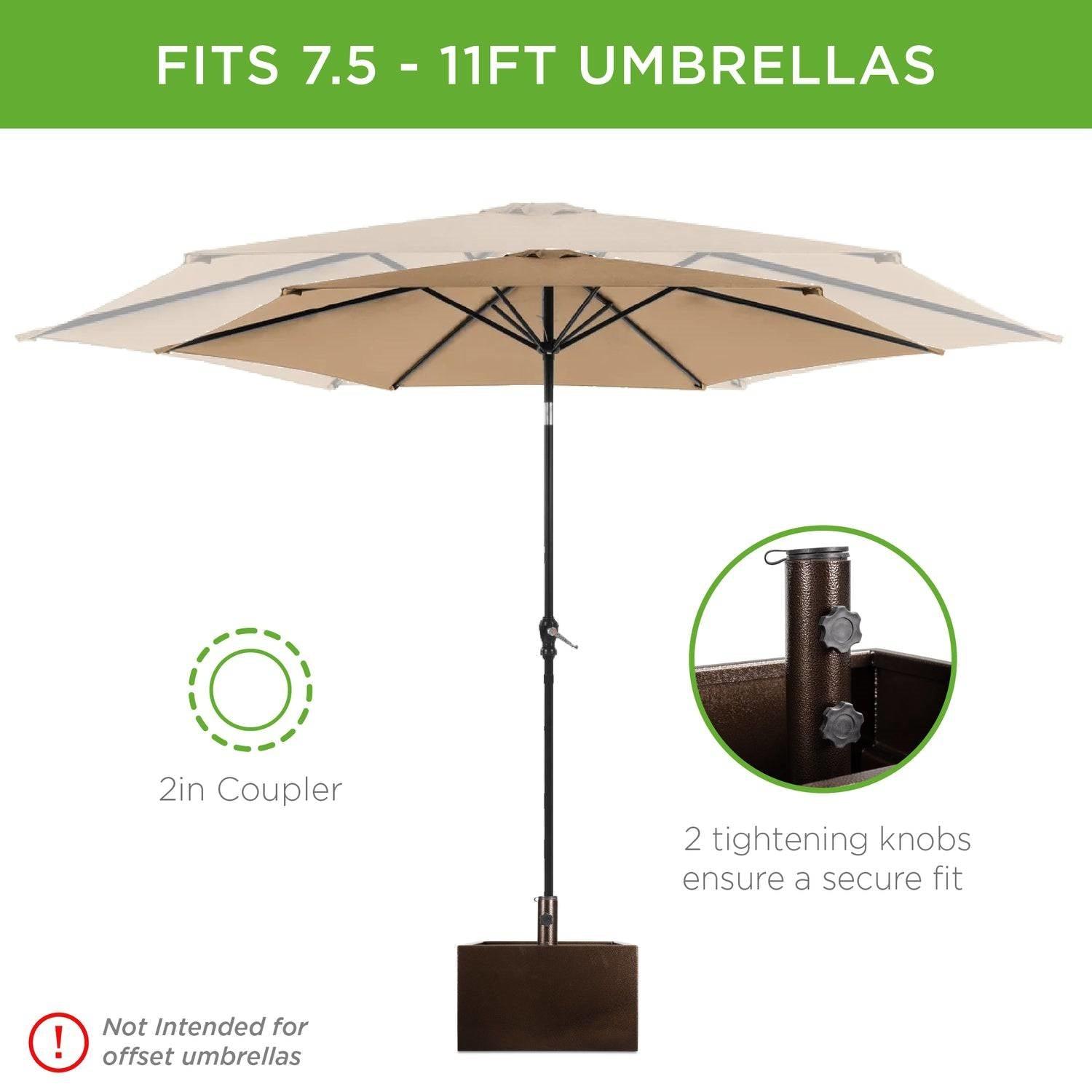 Portable Wheeled Powder Coated Steel Umbrella Base Stand / Planter Box - PRHOMZ
