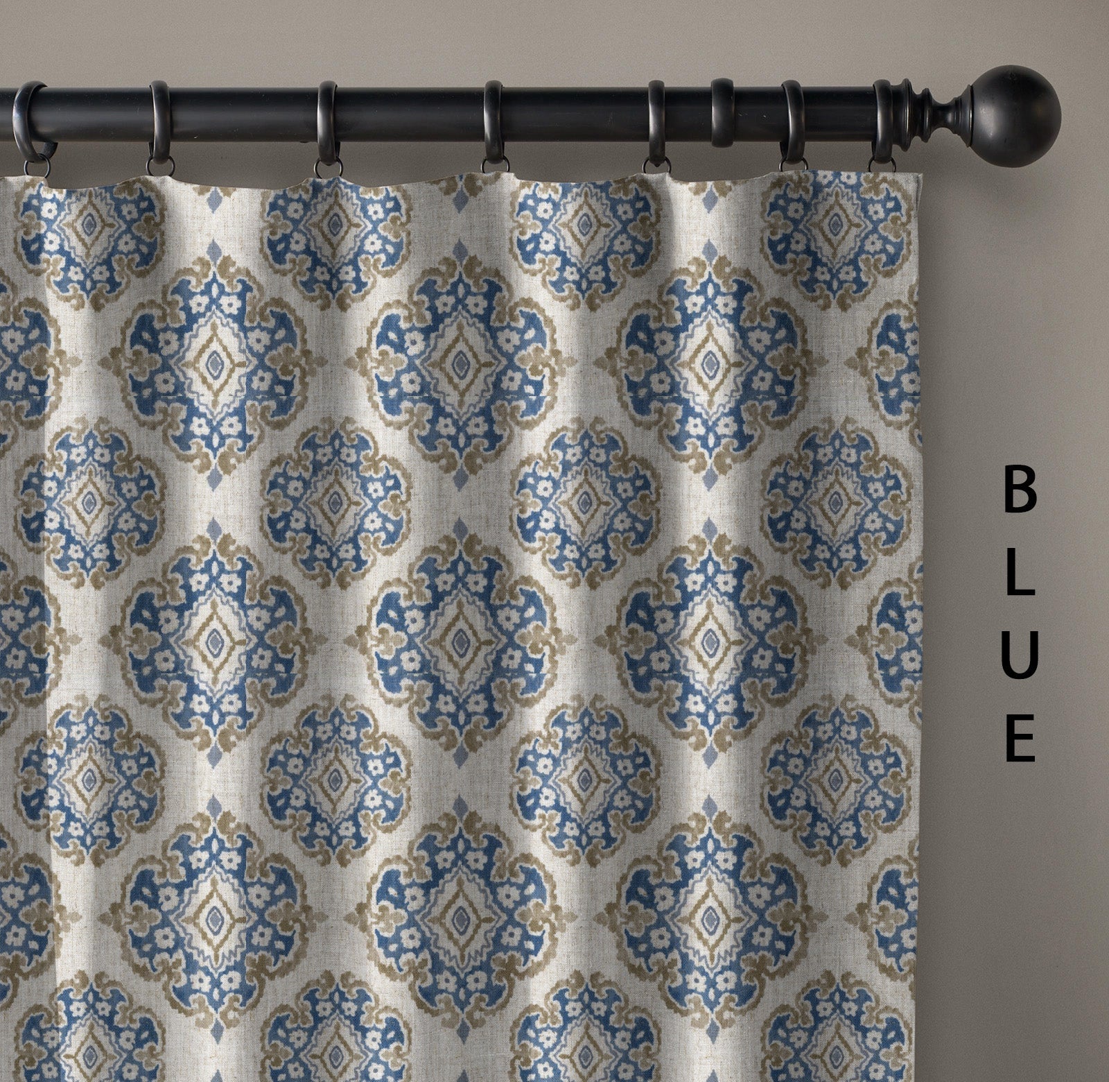 Casablanca Medallion Pure Linen Curtains | 7 Colours | Custom Size Available | Blackout or Cotton Lined-3