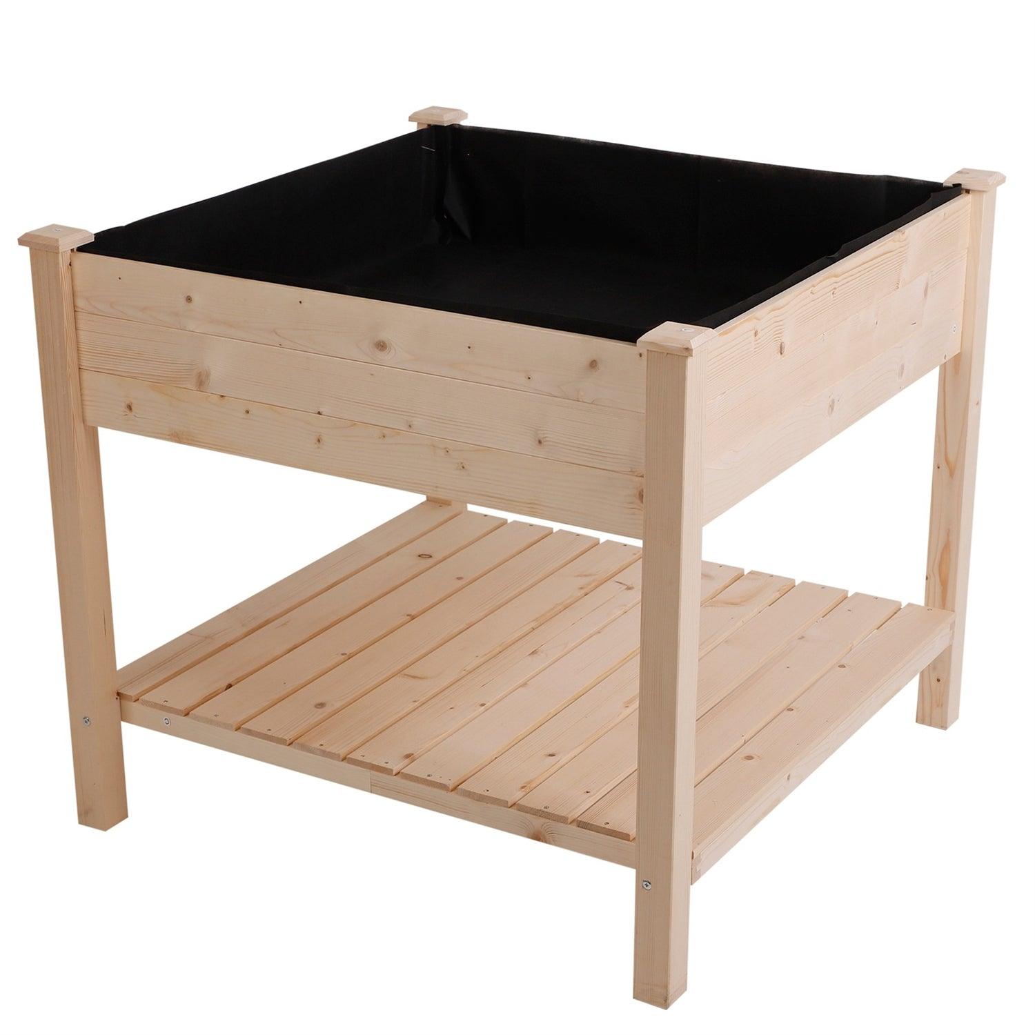 FarmHome Square Fir Wooden Raised Garden Planter Box - PRHOMZ