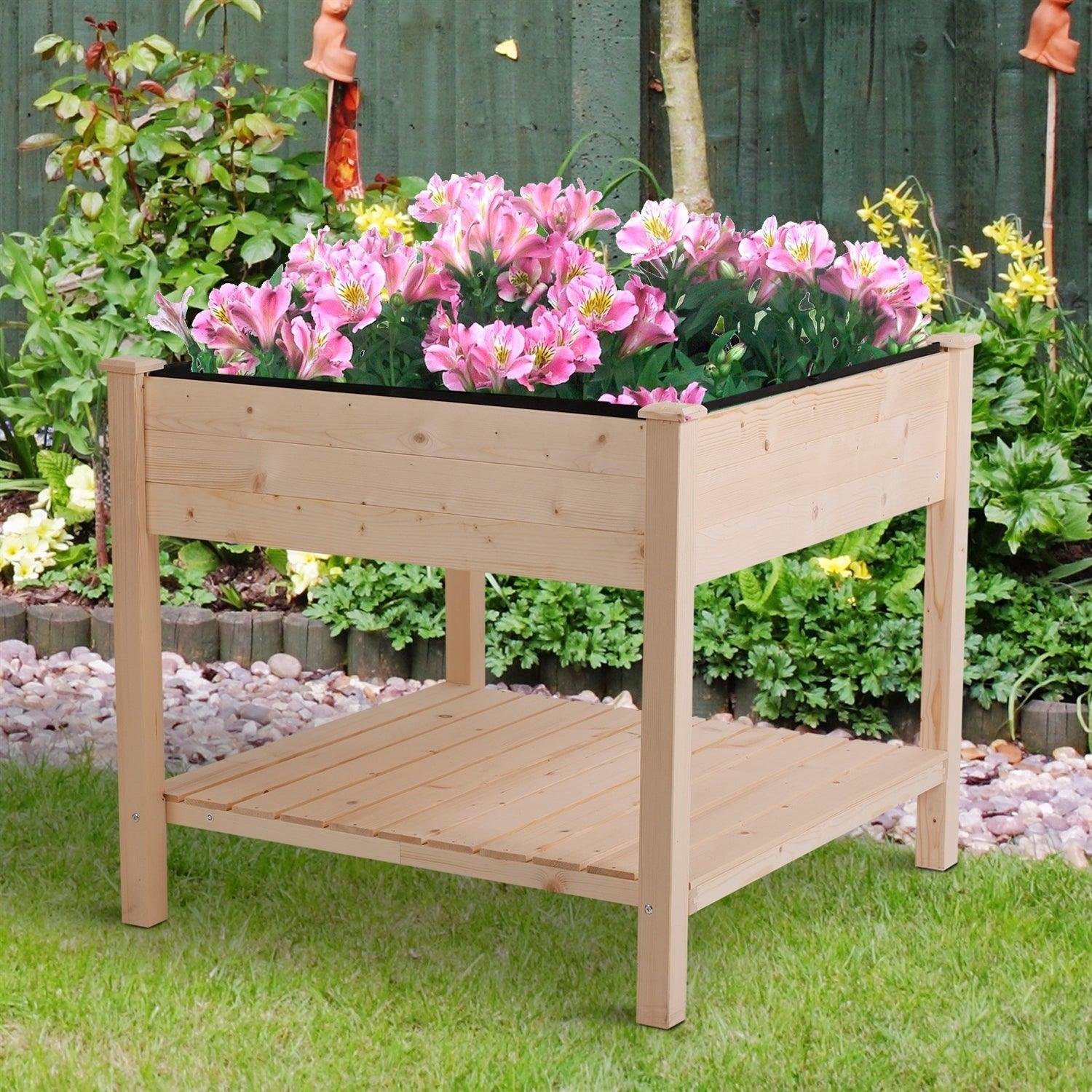FarmHome Square Fir Wooden Raised Garden Planter Box - PRHOMZ