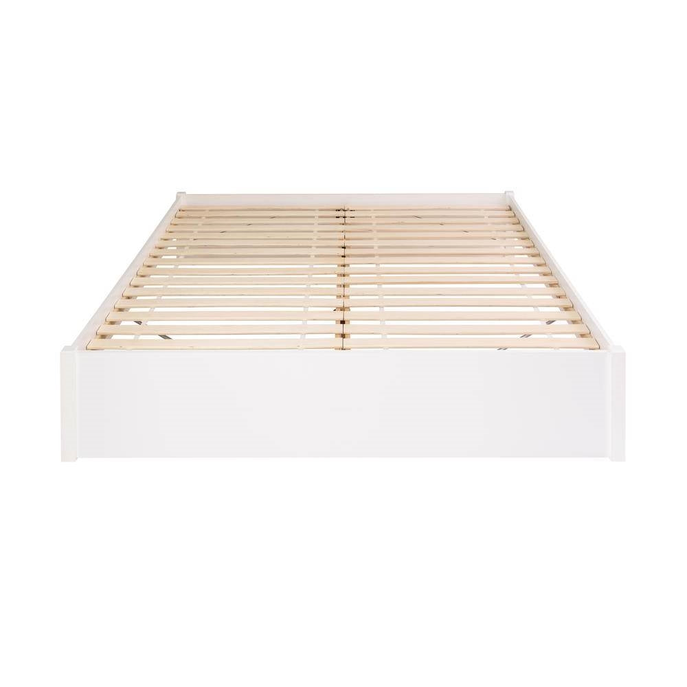 King Size White Wooden 4 Post Platform Bed Frame-2