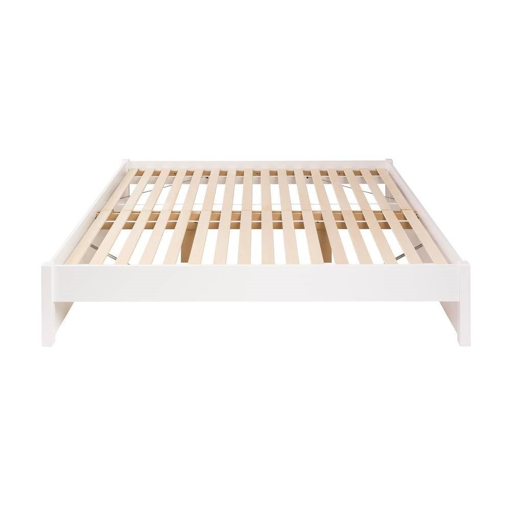 King Size White Wooden 4 Post Platform Bed Frame-3