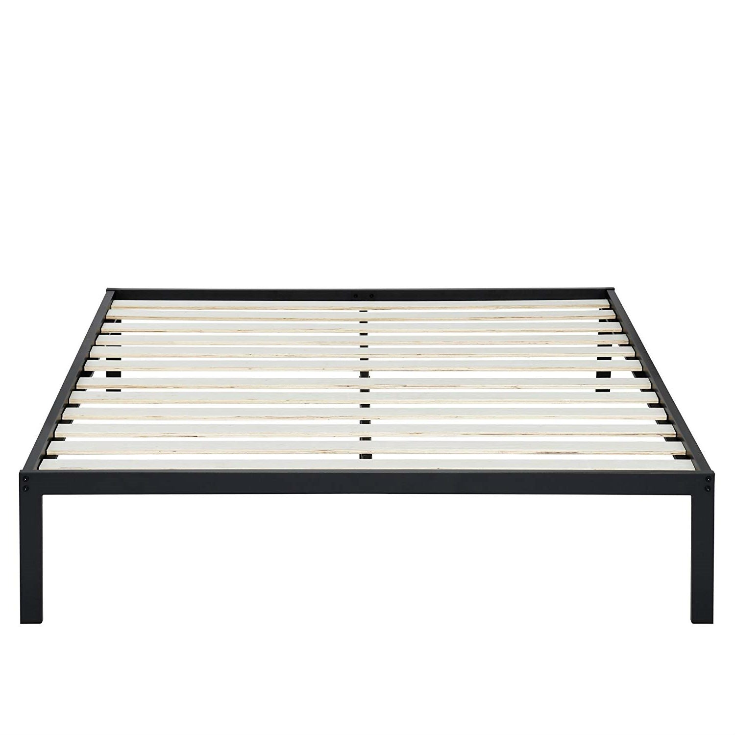 Queen size Steel Metal Platform Bed Frame with Wood Slats-1