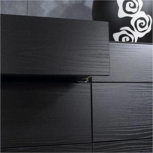 Modern 6 Drawer Double Dresser in Black Woodgrain Finish - PRHOMZ
