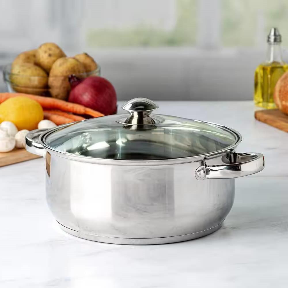 5-Quart Stainless Steel Dutch Oven with Glass Lid - PRHOMZ