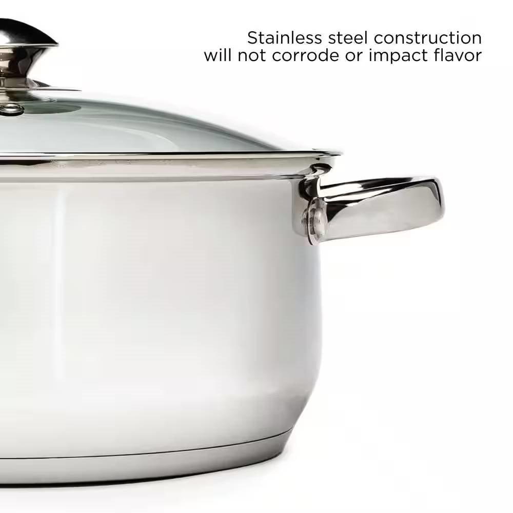 5-Quart Stainless Steel Dutch Oven with Glass Lid - PRHOMZ
