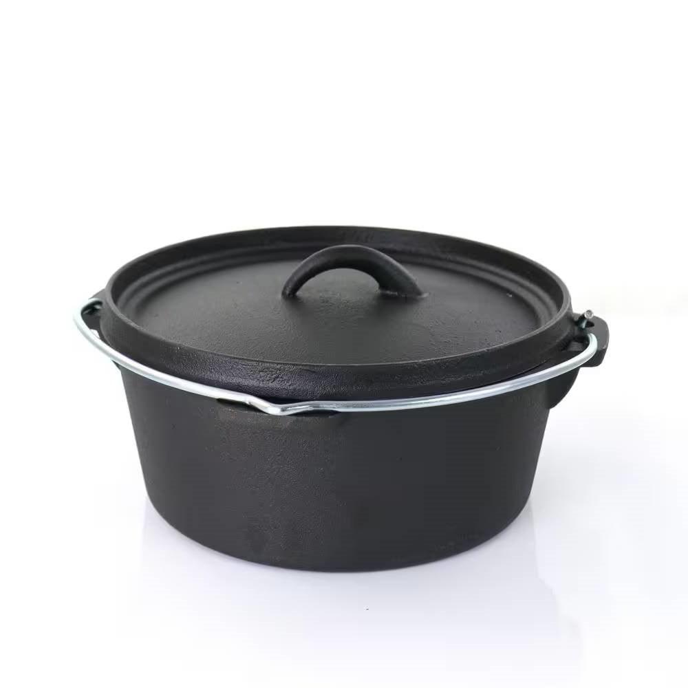 5-Piece Cast Iron Cookware Set with Dutch Oven Griddle and 2 Skillets - PRHOMZ