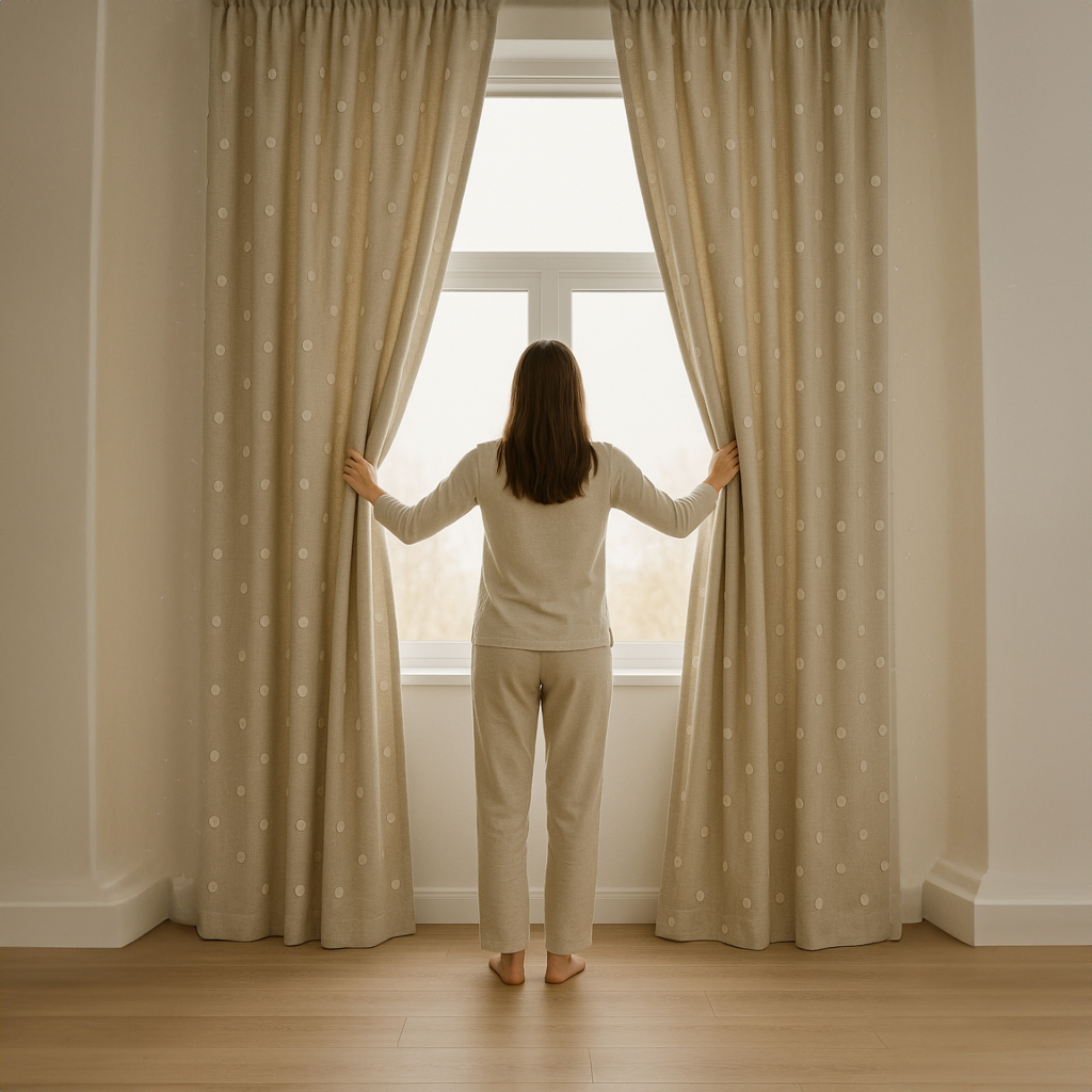 Pure Linen Spiral Polka Dot Curtains – Made to Measure, Blackout or Cotton Lined-1