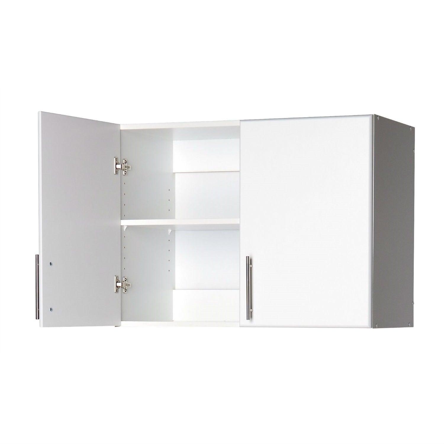 White Wall Cabinet with 2 Doors and Adjustable Shelf - PRHOMZ