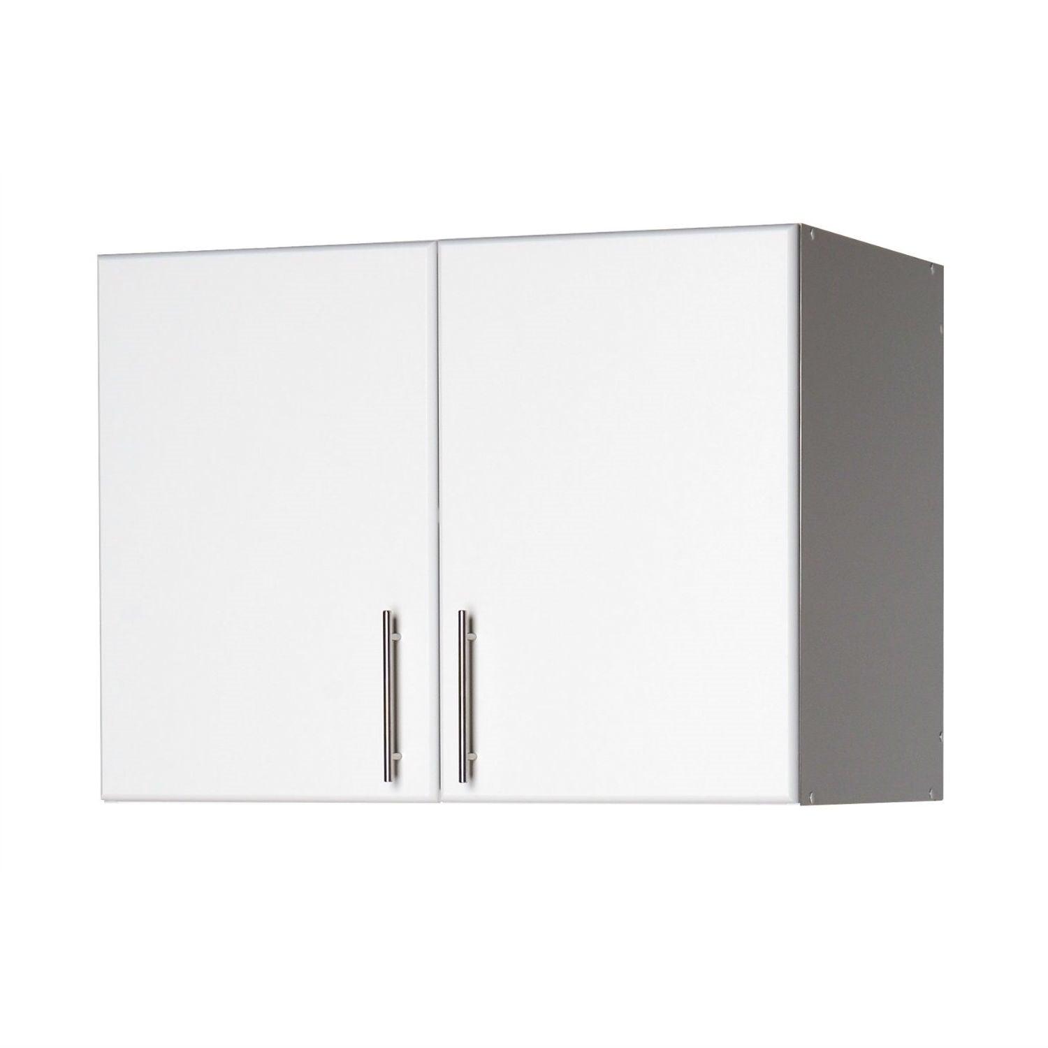 White Wall Cabinet with 2 Doors and Adjustable Shelf - PRHOMZ
